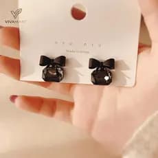Vivamart Jewelry Moda Cor Bowknot Cubo Brinco De Cristal Brincos De Arco Quadrado