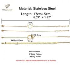 Vivamart 6 Peças Pingente Geométrico sel Feminino Folhas Correntes Circulares Pulseira Joias