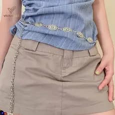 Vivamart Retro Versátil Estilo Étnico Metal Boêmio Cinto De Corrente Para Mulheres Moda Camisola Cintura Selo Acessórios