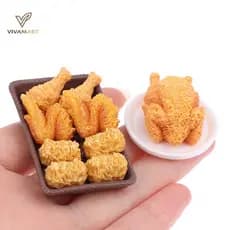 Vivamart 1 Conjunto Mini Simulação Frito Chien Miniaturas Comida Casa De Boneca Decoração DIY Suprimentos Modelo Ornamen