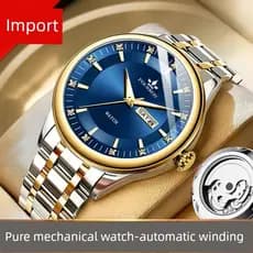 relogio masculino Relógio mecânico puro totalmente automático suíço genuíno simples Digital luminoso à prova d'água cale