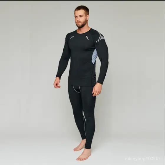 Cross-Border outono inverno estilo velo esqui roupas de Fitness masculino Bottoming esportes terno quente respirável pel