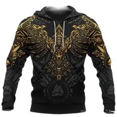 2025 primavera outono Cross-Border novo mito nórdico 3D impresso moletom com capuz masculino Vikings moletom de manga co