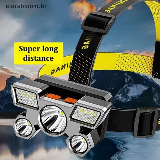 Lanterna De Cabeça Recarregável Poderosa Para Pesca , Farol Led Acampamento , Tocha , Caminhadas , Lanternas Dianteiras