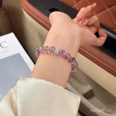 Presente simples, elegante e requintado para meninas, pulseira de cristal natural em formato de uva para imersão em água