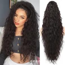 Peruca de cabelo cacheado, rabo de cavalo, rabo de cavalo trançado, presilha de cabelo cacheado, peruca com ondas d'água