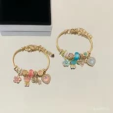 Acessórios de pulseira multi-peças LaJia, pingente de urso ajustável, amuleto em forma de coração, pulseira de contas ve