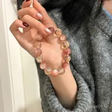 Pulseira de cristal leve para mulheres, com fio de folha de ouro rosa luxuoso, mica em pó dourado, pulseira de cristal n