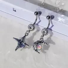 piercing falso piercing umbigo piercing umbigo aço cirúrgico Tinta espinho laboratório estrela lua umbigo prego europeu