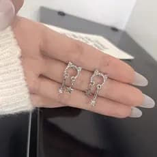 Brinco Feminino Brinco Argola Feminino Brinco Argola Grande Micro incrustado cheio de diamante bonito cabeça de gato cli