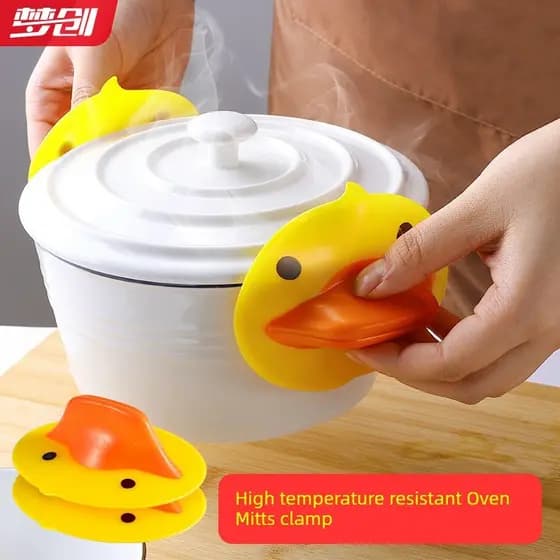 Luva resistente ao calor Luvas de forno Silicone anti queimadura Pequeno pato amarelo luvas de isolamento térmico engros