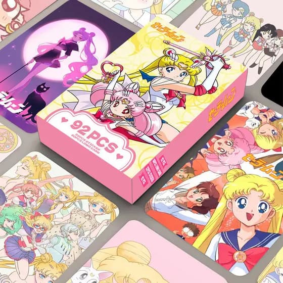 Anime Pretty Soldier Sailor Moon Lomo Card Cartão Fotográfico De Dupla Face Postal Sticker 92pcs/box VRWV