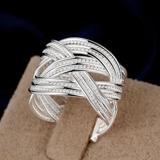 Anel Simples de Prata Esterlina S925, Joia de Moda, Presente de Casamento para Mulheres NILA 7UPB