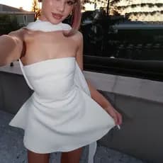 Vestido Tomara Que Caia Mini Vestido Bodycon Vestido Curto Casual Elegante celebridade filha estilo Streamer Halterneck