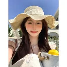 chapeu de praia chapeu de praia masculino chapeu de praia feminino Chapéu de palha com laço francês feminino verão doce