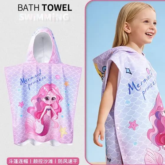 Novo roupão infantil, toalha de banho fina de secagem rápida, capa de praia específica para natação, toalha absorvente c