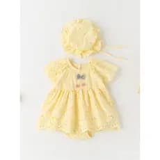 Novas roupas fofas e adoráveis para meninas, vestido de princesa feito de puro algodão, macacão estiloso de verão com ma