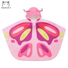 Nova toalha de banho infantil com capuz, capa de borboleta de desenho animado, proteção solar para praia, roupão esporti