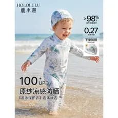 Novo maiô de manga comprida para bebê menino Deer Little Man, roupa de banho de secagem rápida com proteção solar para o