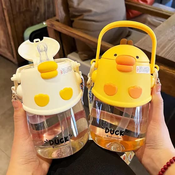 garrafa de agua infantil garrafinha de agua infantil garrafa de agua infantil menino Pequeno pato amarelo crianças copo