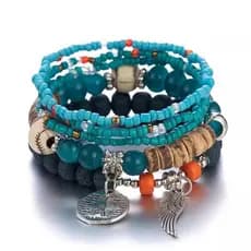 Kit Conjunto Pulseiras Pulseira Elástica Pulseira Feminina Estilo étnico frisado pulseira pulseira casal masculino femin