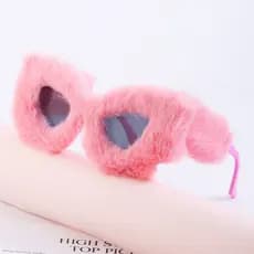 Óculos de sol de inverno de pelúcia femininos óculos de sol olho de gato óculos de sol femininos