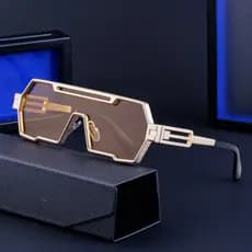 Óculos de sol retrô masculino estilo Steampunk óculos de sol irregulares óculos de condução protetor solar óculos integr