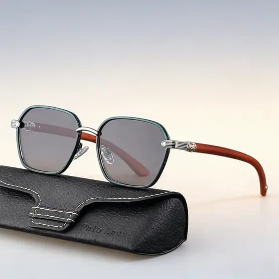 Novo Retro imitação de grão de madeira templos óculos de sol masculino ao ar livre condução condução óculos de sol quadr