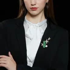 Novo estilo chinês de água doce pérola imitação calcedônia broche de bambu seção de ascensão Micro-incrustado zircão imp