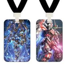 Porta-cartões Mobile Suit Gundam, cartão escolar, cartão de refeição de estudante, cartão de ônibus com cordão, crachá d