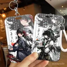 Novo porta-cartões de estilo antigo do personagem do jogo Qiu Yuanqianshi, capa protetora para cartão de refeição, cartã