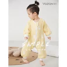 Yazan macacão de perna dividida gaze de algodão puro bebê menino menina pijama absorvente de suor classe respirável