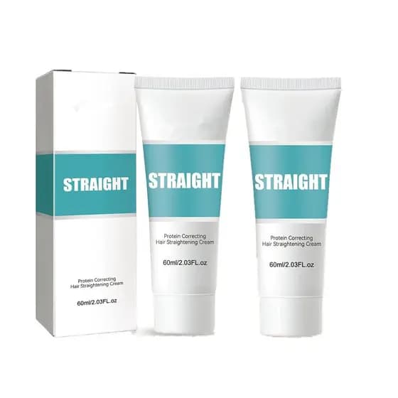 Creme Alisador de Cabelo com Proteína, Creme Alisador de Proteína Silk & Gloss para Cabelos Cacheados da Maigoole (2PC)