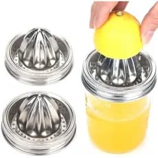 Tampa de Aço Inoxidável para Espremedor de Frutas em Pote Mason (2 Peças), Espremedor Manual de Cítricos para Potes de B