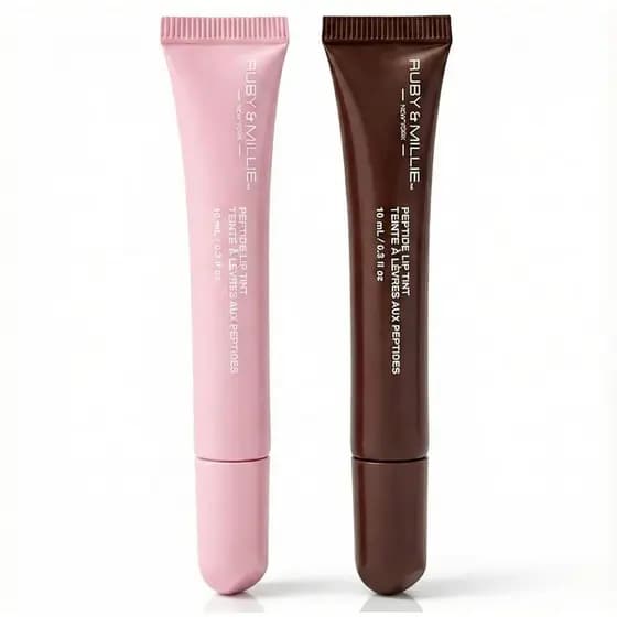 Ruby & Millie Tratamento Labial com Peptídeos, Tintura Labial com Peptídeos, Gloss Volumizador, Brilho Labial, Bow & Cof