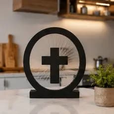 Escultura Decorativa Cruz em Impressão 3D Enfeite Moderno para Sala e Quarto