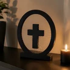 Cruz Decorativa Cristã 3D Objeto de Decoração para Sala Escritório e Quarto Objeto Cristã