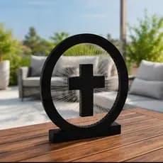Escultura Cristã Religiosa Cruz em Impressão 3D  Decoração Contemporânea