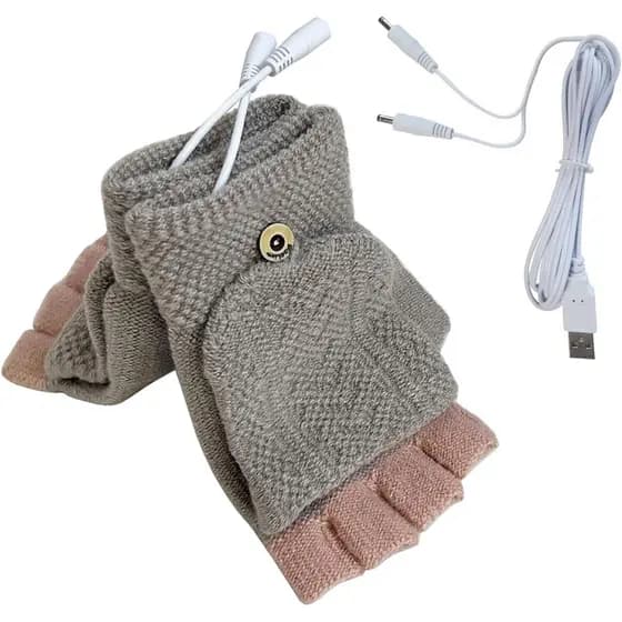 Luvas Aquecidas por USB para Mulheres e Homens, Luvas de Inverno Sem Dedos e Com Dedos, Aquecedor de Mãos para Laptop YM