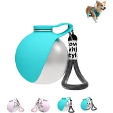 Garrafa de Água para Cães em Forma de Bola, Bebedouro Portátil para Animais de Estimação em Aço Inoxidável com Tigela de