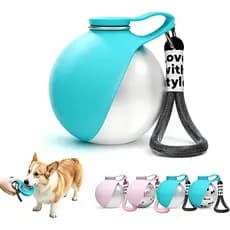 Garrafa de Água Portátil para Cães, 10 fl oz, Garrafa de Aço Inoxidável e Tigela de Silicone, à Prova de Vazamentos e Co