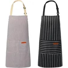 Aventais de Cozinha VALOME, Pacote com 2 Aventais para Cozinhar com 2 Bolsos, Aventais de Chef Unissex com Alça de Pesco