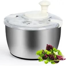 Centrífuga de salada de aço inoxidável de 5Qt, centrífugas de alface, centrífuga de salada pequena sem BPA, secador de v