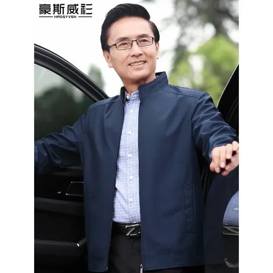 Pai de meia-idade jaqueta de verão homens de meia-idade idosos primavera outono jaqueta gola alta Casual fino roupas de