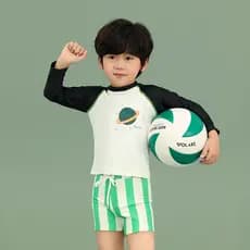 Maiô infantil meninos verão 2025 novo estilo médio pequeno crianças dividir maiô de bebê de manga comprida protetor sola