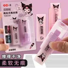 Sanrio Kuromi Borracha Deslizante Alunos do Ensino Fundamental Dedicado Criança Seguro Não-tóxico Anti-crumb Empurrando