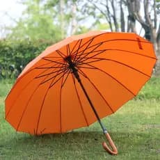 Qiutong Retro laranja masculino feminino 16 ossos resistente ao vento guarda-chuva de alça longa guarda-chuva ensolarado