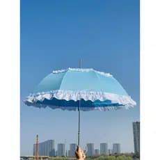 Qiutong menina série fresco duplo laço criativo guarda-chuva chuvoso alça longa guarda-sol Lolita flor guarda-chuva de c
