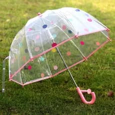 Macio bonito colorido ponto transparente guarda-chuva transparente à prova de vento guarda-chuva de cabo longo Polka dot