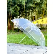 Qiutong Forte Resistente ao Vento Homens Mulheres Extra Grande Guarda-chuva Transparente Puro Alça Longa Automática Dupl